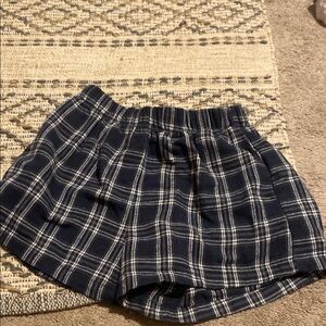 SHEIN Navy Plaid Women Shorts